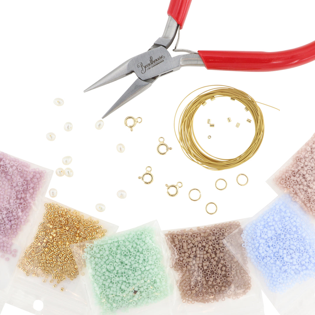Find Diy kit, armånd og halskæde kit med delicaperler, forgyldt sterlingsølv hos Beadhouse of Copenhagen i dag, med en altid hurtig levering!
