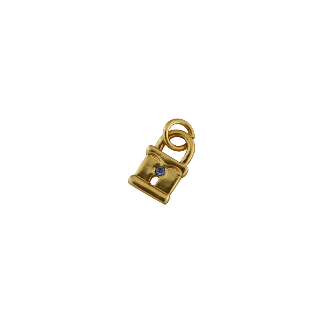 Find Vedhæng, hængelås m. blå sten, forgyldt messing, 16x11 mm. hos Beadhouse of Copenhagen i dag, med en altid hurtig levering!