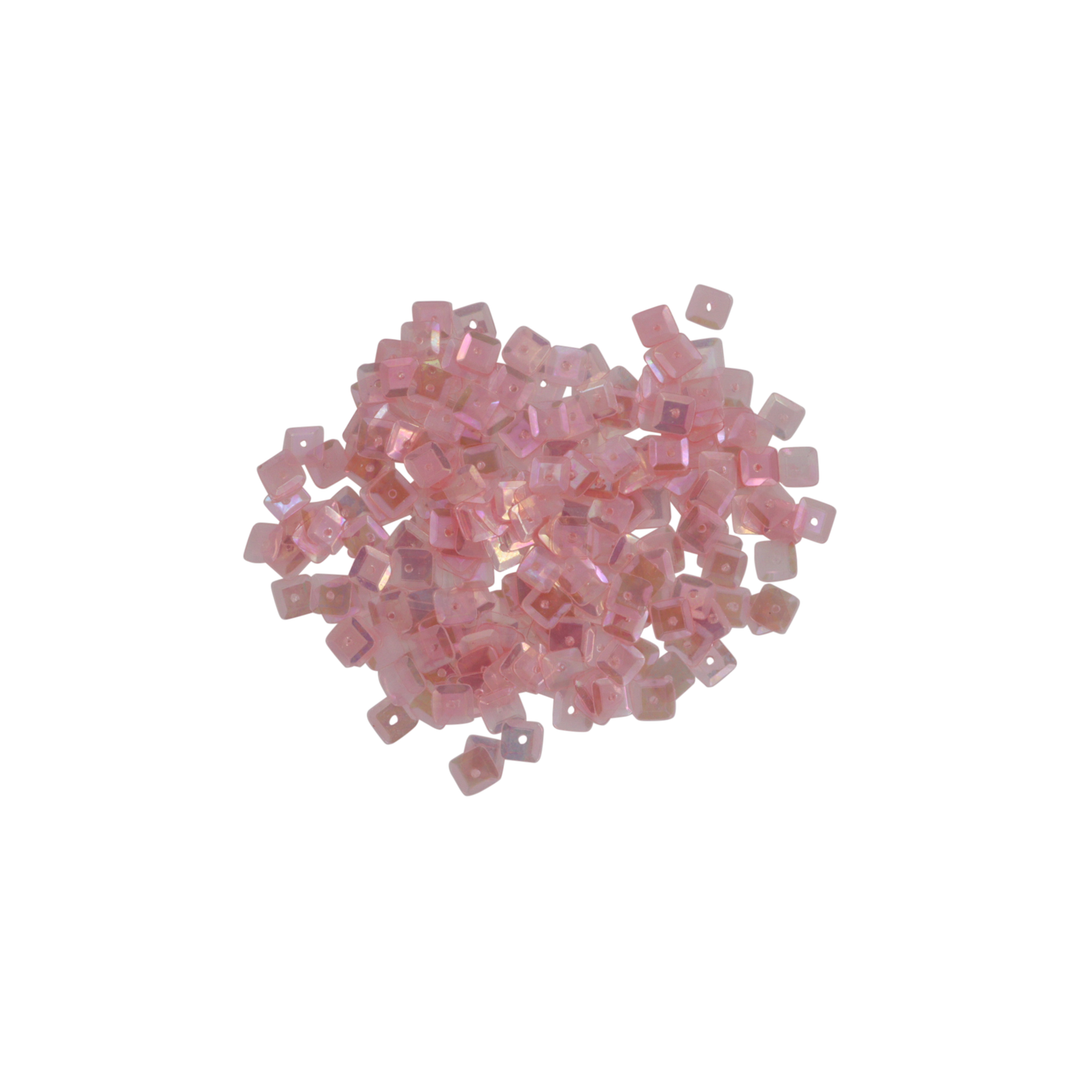 Palietter, firkantet, transparent med regnbueskær, 6x6mm, 10-40g