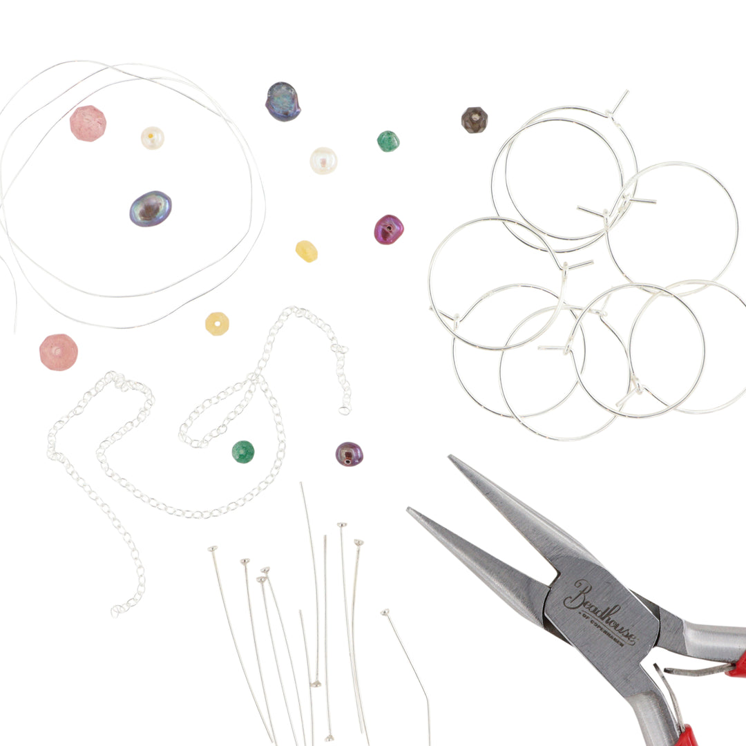 Find Diy kit, øreringe kit med halvædelsten og ferskvandsperler, sterlingsølv hos Beadhouse of Copenhagen i dag, med en altid hurtig levering!