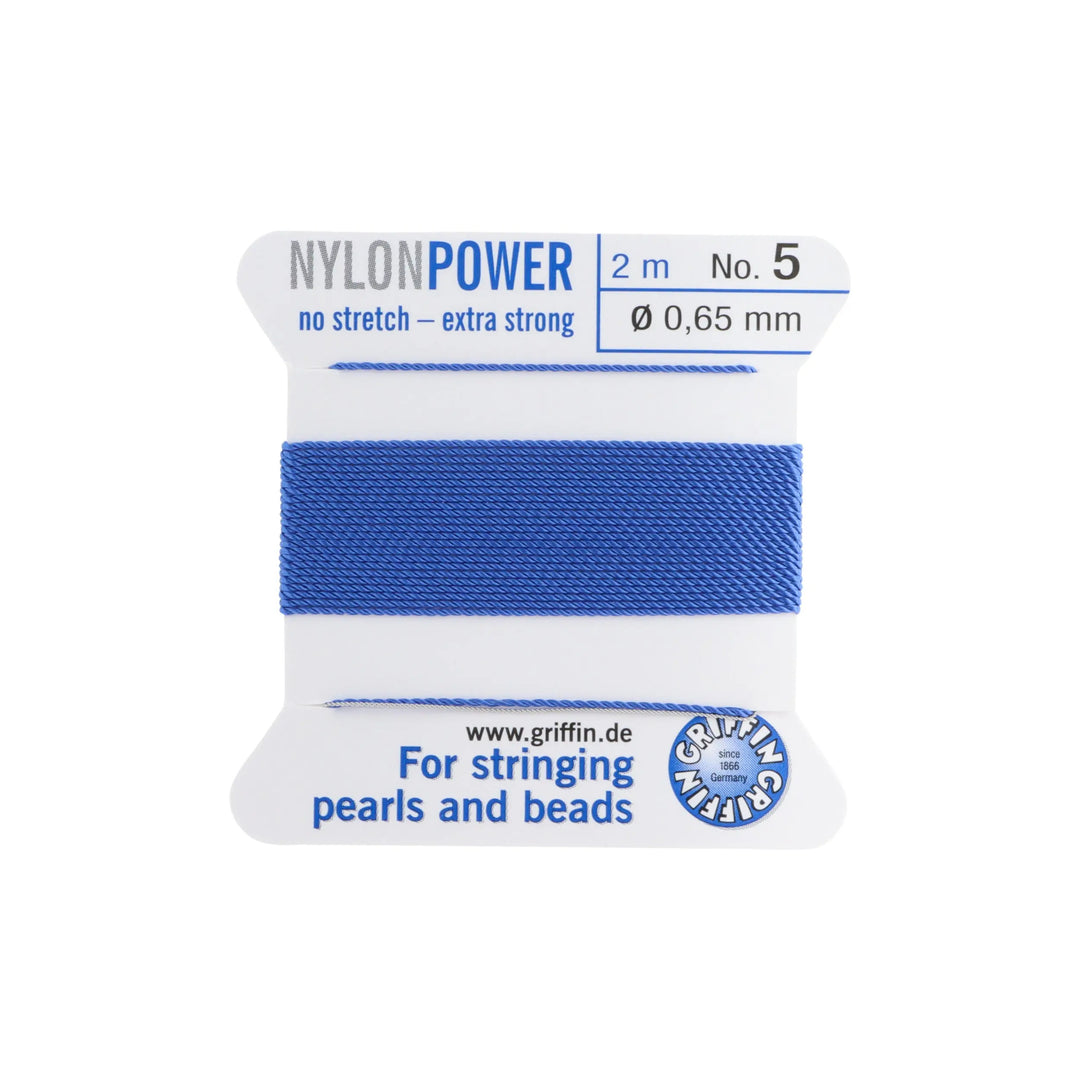 Perlesnor, griffin nylonpower blå m. nål, nylon, 2 m Griffin