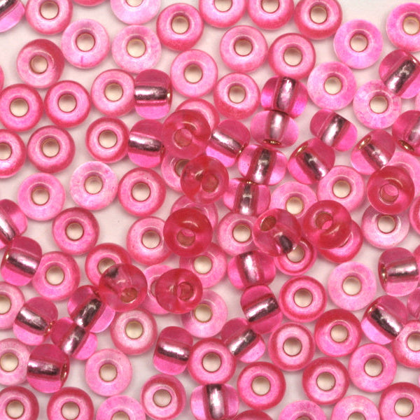 Pink glasperler, preciosa, silverlined neon pink 8/0 storkøb