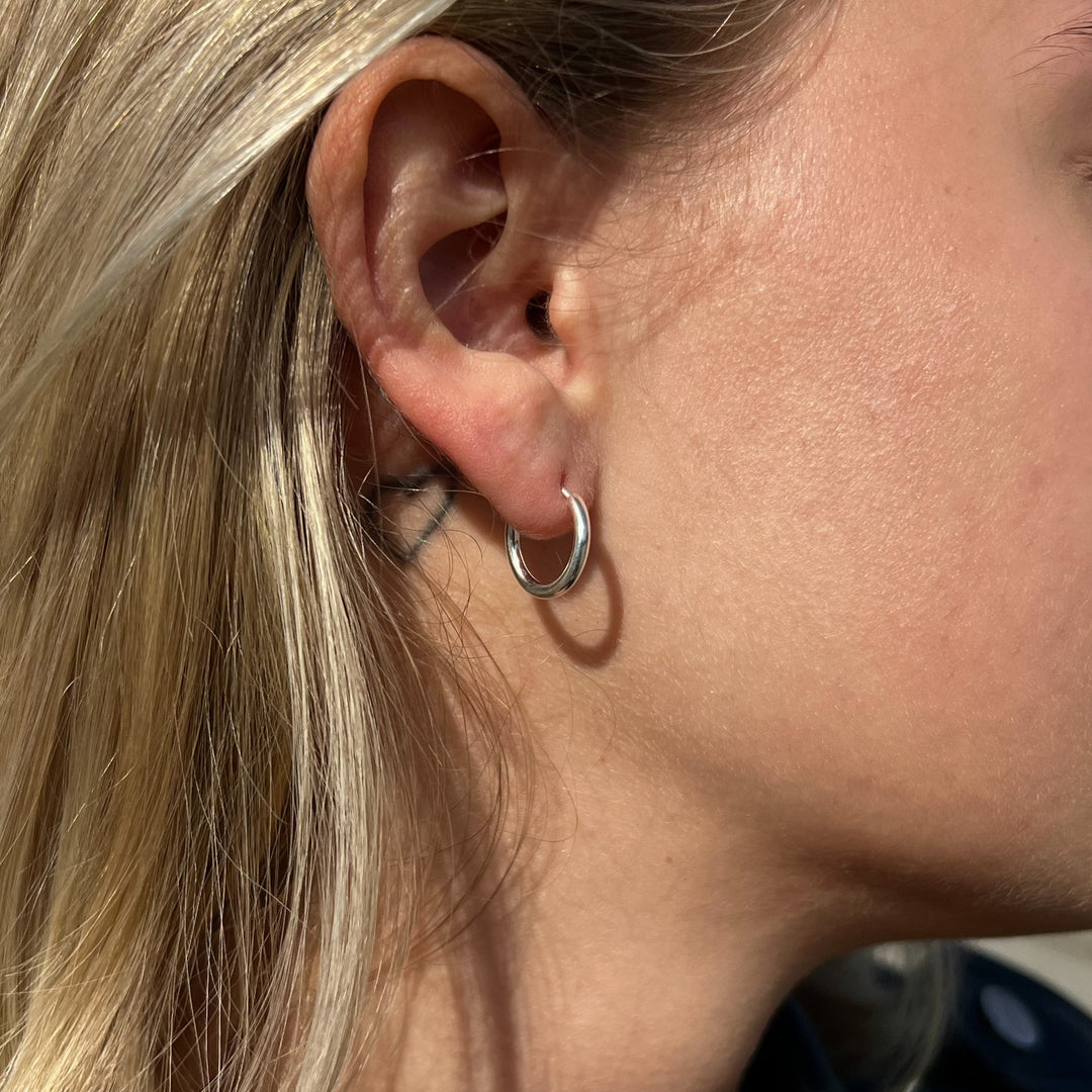 Øreringe, endless hoops, sterlingsølv, 14 x 2mm
