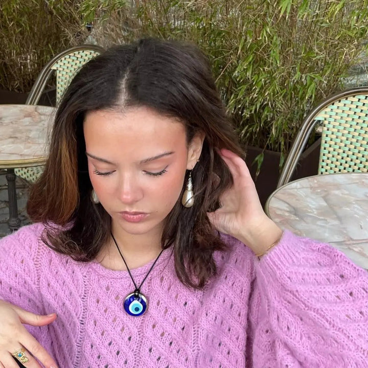 Øreringe, ørekrog stor hvid dråbe, forsølvet messing Beadhouse of Copenhagen