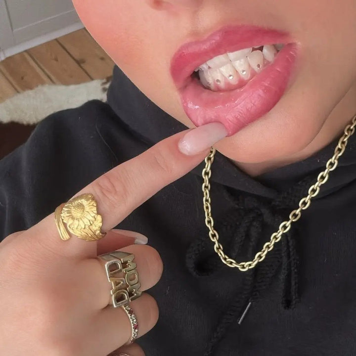 Fingerring solsikke forgyldt sølv og sterlingsølv Beadhouse of Copenhagen