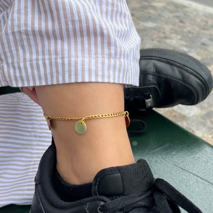 Find Ankelkæde, panser facet med muslinger, forgyldt stål, 21-24cm hos Beadhouse of Copenhagen i dag, med en altid hurtig levering!
