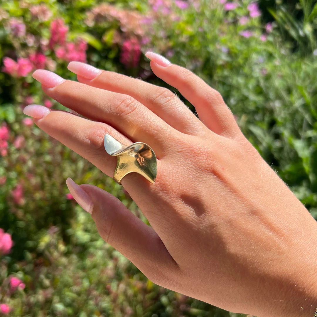 Fingerring, twisted, forgyldt sterlingsølv Beadhouse of Copenhagen