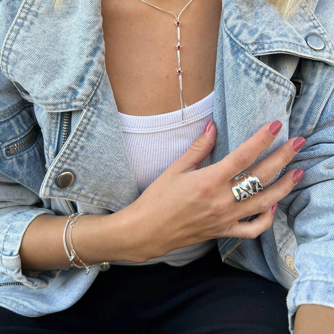 Fingerring, organisk ring, forgyldt og sterlingsølv Italy