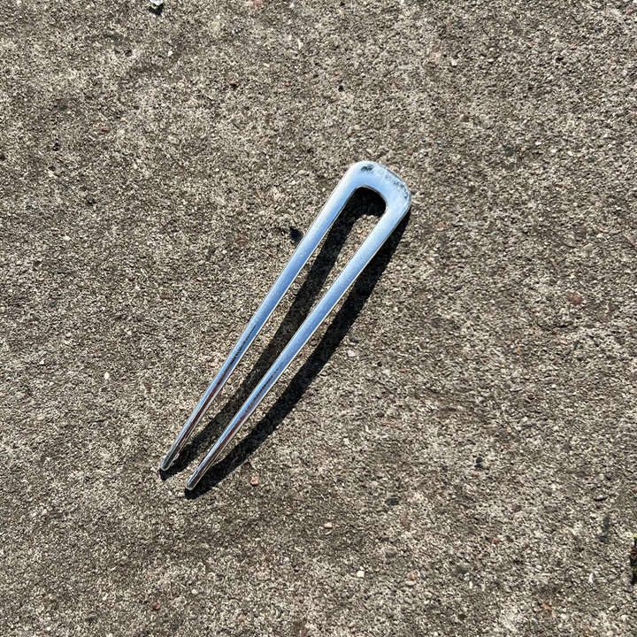 Hårnål, fransk, forgyldt og forsølvet metal, 20x98 mm