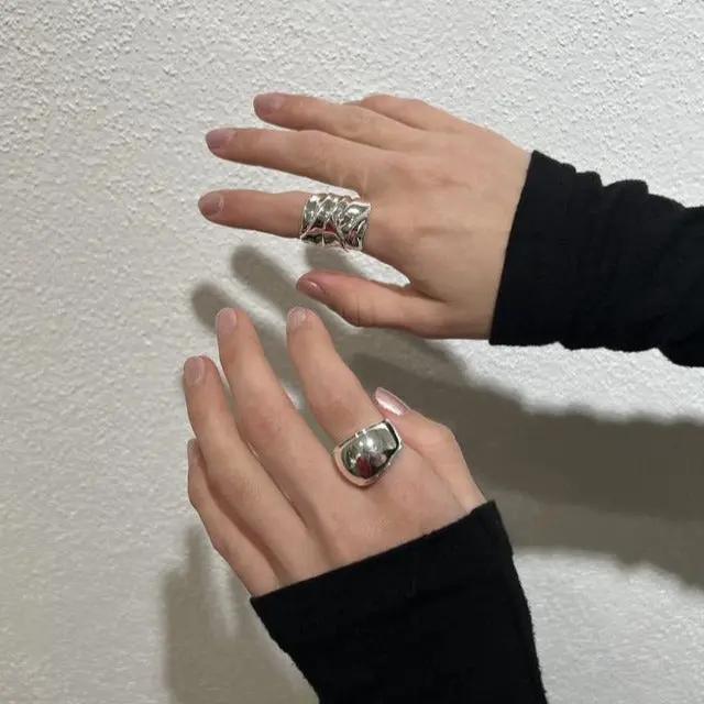 Fingerring, chunky ring, sterlingsølv og forgyldt sterlingsølv Italy