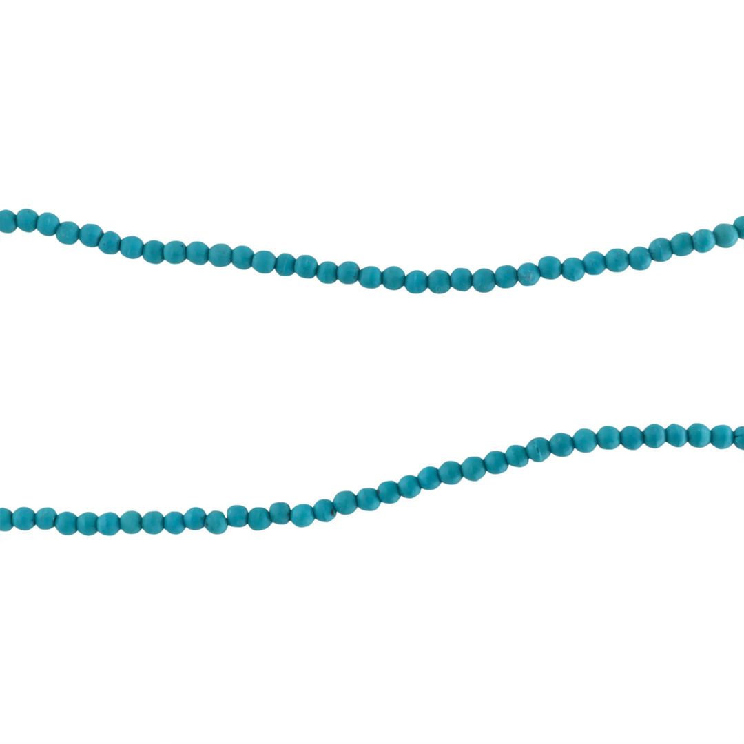 Smykkestensperler, string, turkis, rund - 40cm, ca. 130 stk JCentre