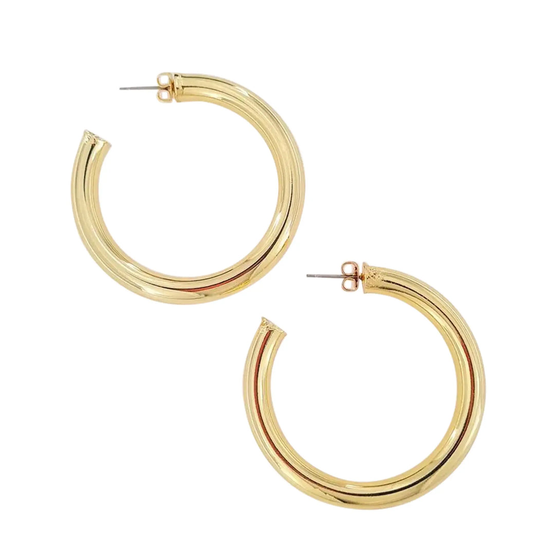 Øreringe chunky hoops i forgyldt og forsølvet messing, 60x6mm 