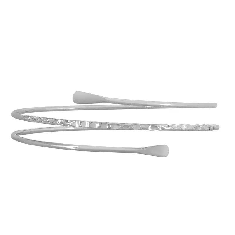 Armbånd, åben hamret armring, forgyldt og forsølvet stål, justerbar Greece