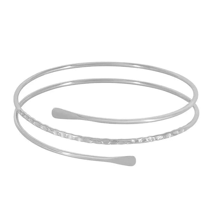 Armbånd, åben hamret armring, forgyldt og forsølvet stål, justerbar Greece