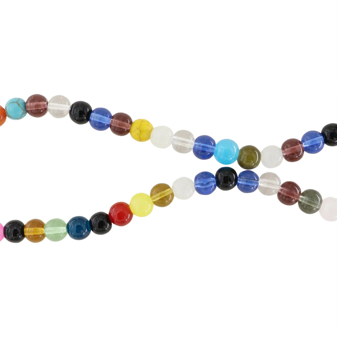 Smykkestensperler, string, kvarts mix, rund - 38 cm, ca 57 stk JCentre