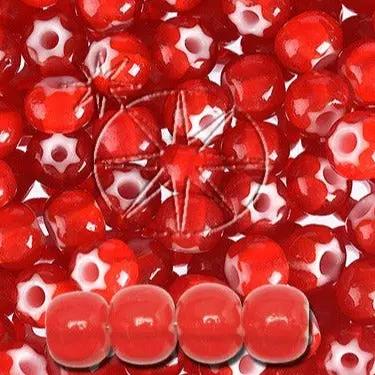 Røde glasperler, preciosa, red cornelian star, storkøb Preciosa