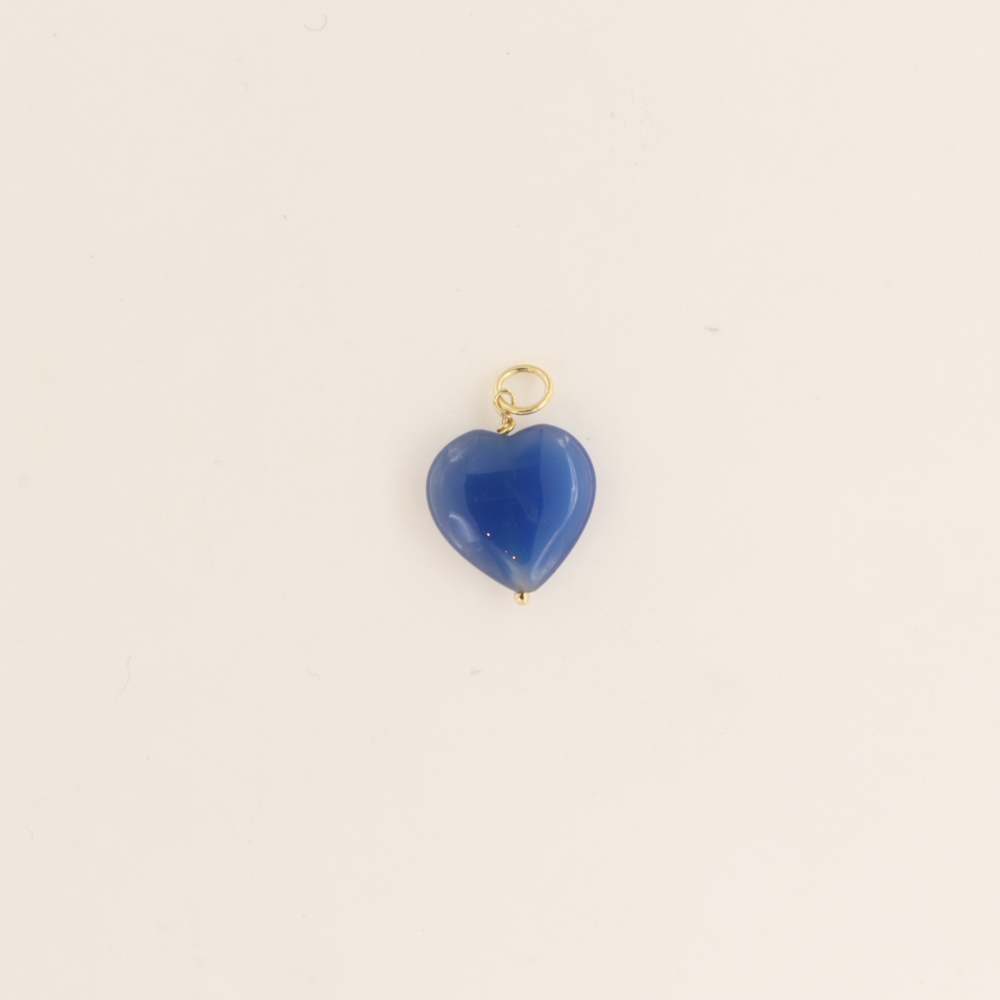 Halskæde, rund anker kæde med hjertestens vedhæng, forgyldt sterlingsølv BOC