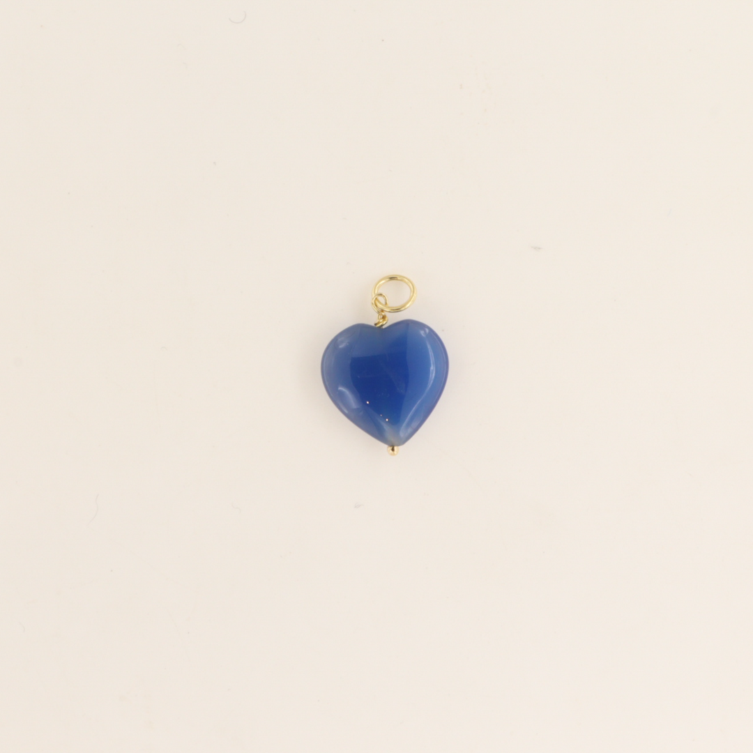 Halskæde, rund anker kæde med hjertestens vedhæng, forgyldt sterlingsølv BOC