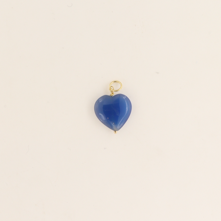 Halskæde, rund anker kæde med hjertestens vedhæng, forgyldt sterlingsølv BOC