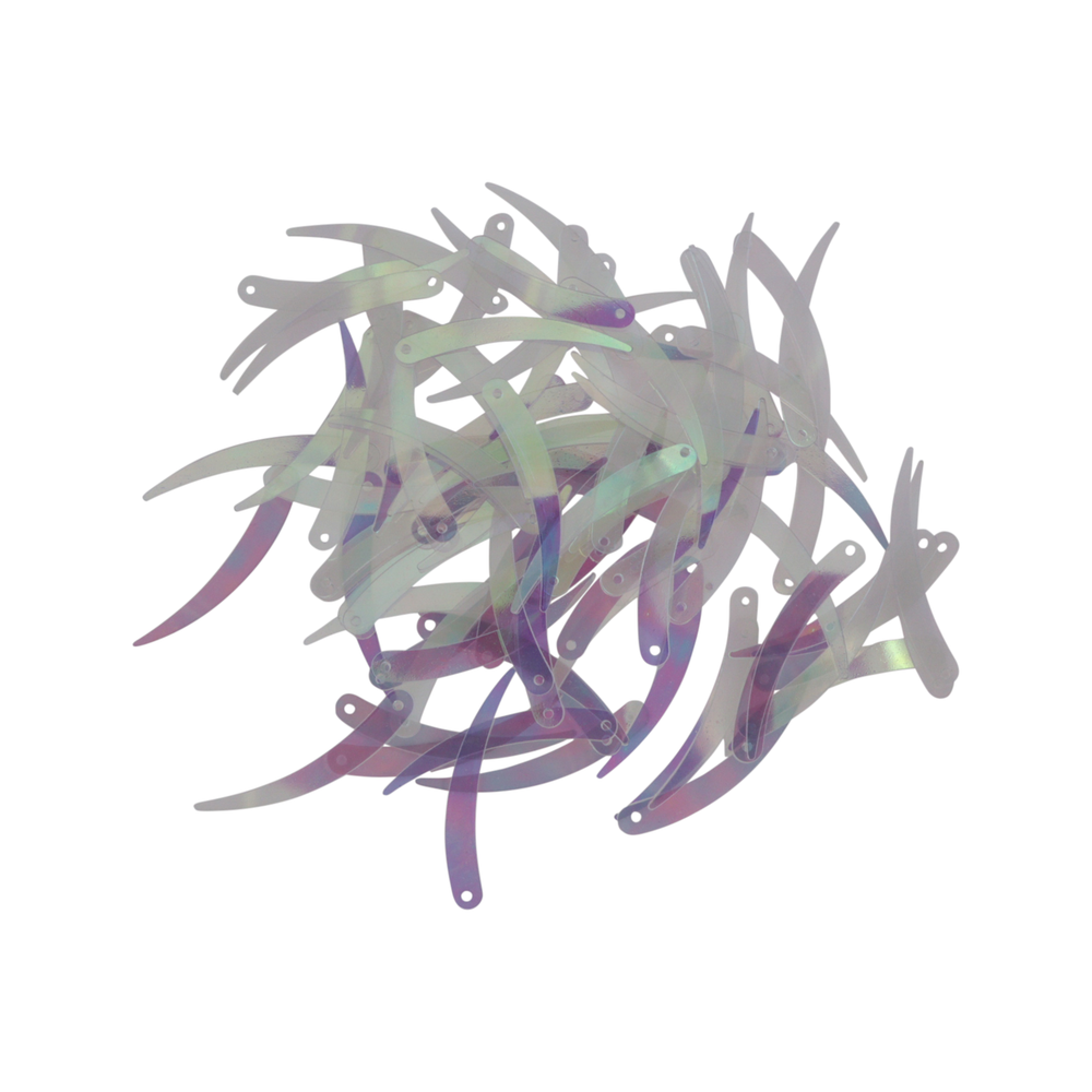 Palietter, aflange, 33x4mm, transparent med regnbueskær, flere varianter, 10-40g