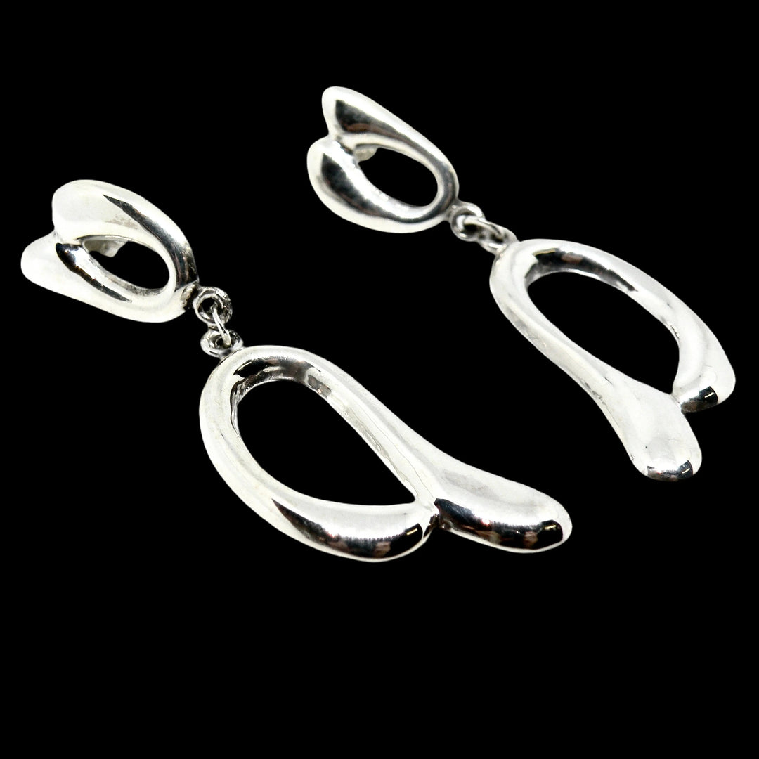 Øreringe, ørestikkere organisk vedhæng, sterlingsølv, 50 mm Beadhouse of Copenhagen