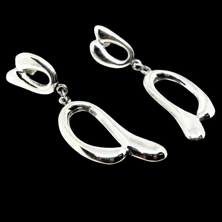 Øreringe, ørestikkere organisk vedhæng, sterlingsølv, 50 mm Beadhouse of Copenhagen