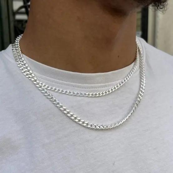 Halskæde, panser facet kæde, forgyldt og sterlingsølv, 1,8mm x 40-55cm Spain