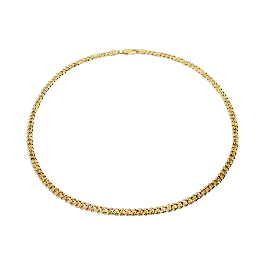 Halskæde, chunky panser facet kæde, forgyldt messing, 40-45 cm/3,8 mm 