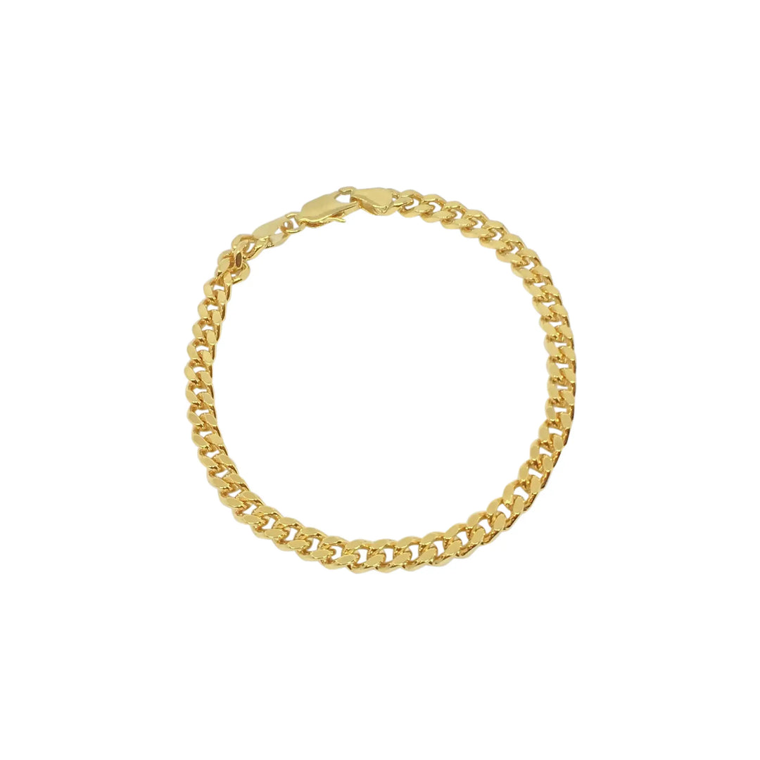 Armbånd, panser facet kæde, forgyldt messing, 16-21 cm/4,4 mm 