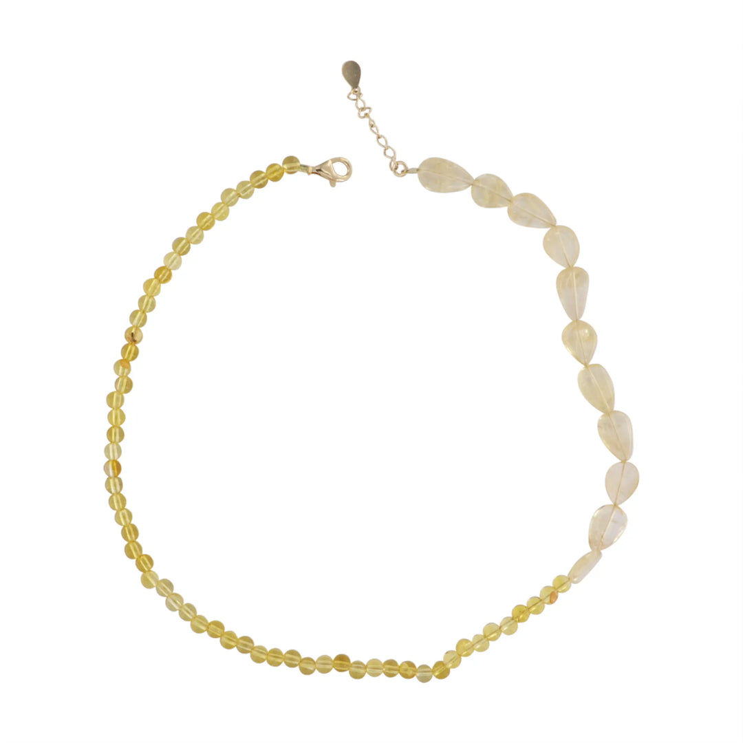 Halskæde, citrin, m. dråber, forgyldt sølv, 40-45 cm BOC
