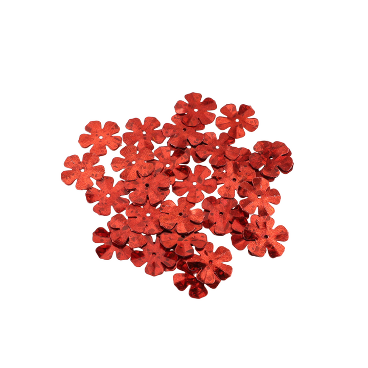 Pailletter, blomst, 18mm, 10-40g, med regnbueskær, flere varianter