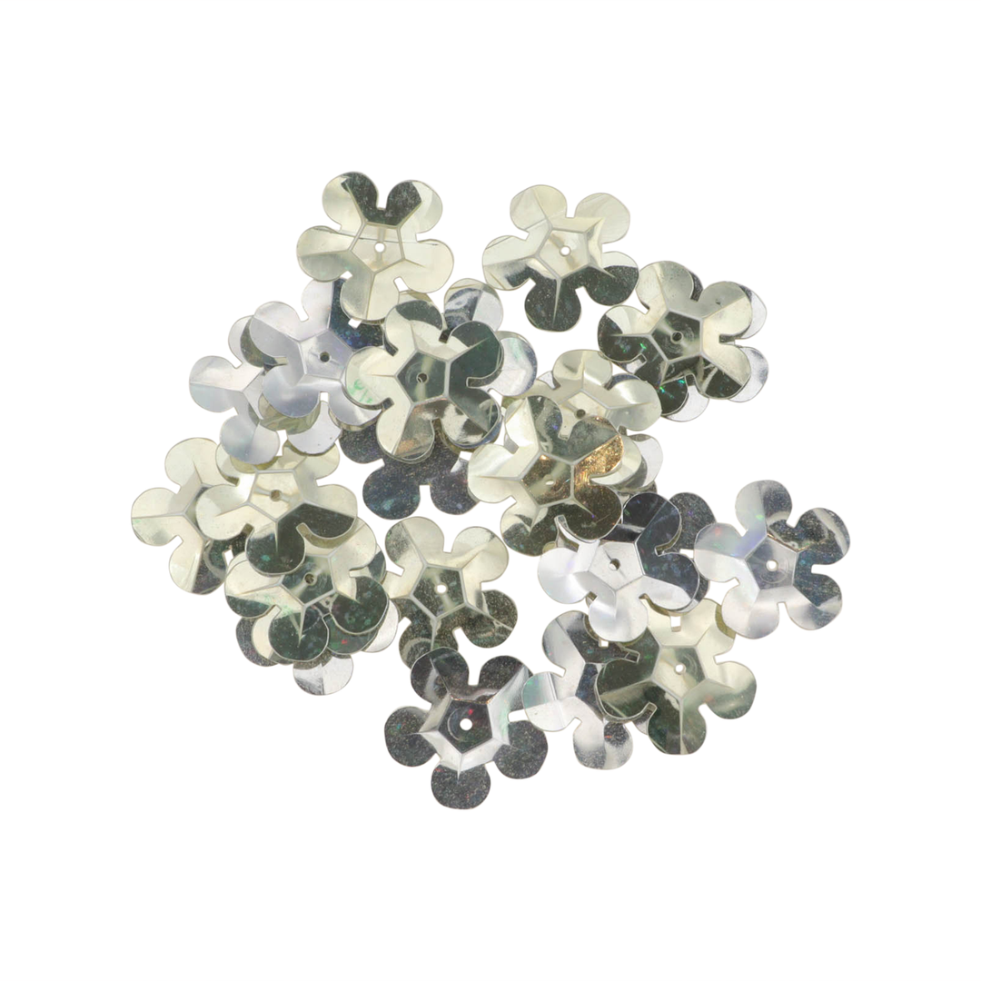 Pailletter, blomst, 18mm, 10-40g, med regnbueskær, flere varianter