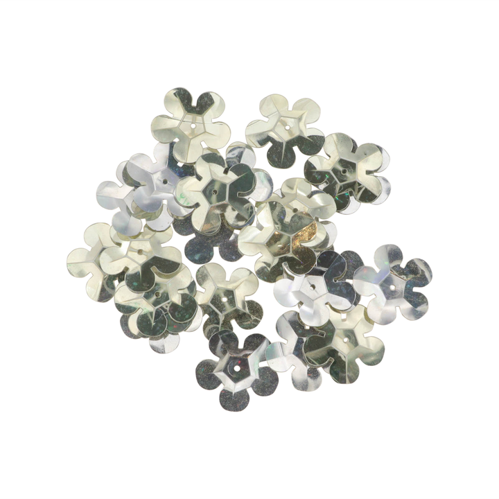 Pailletter, blomst, 18mm, 10-40g, med regnbueskær, flere varianter
