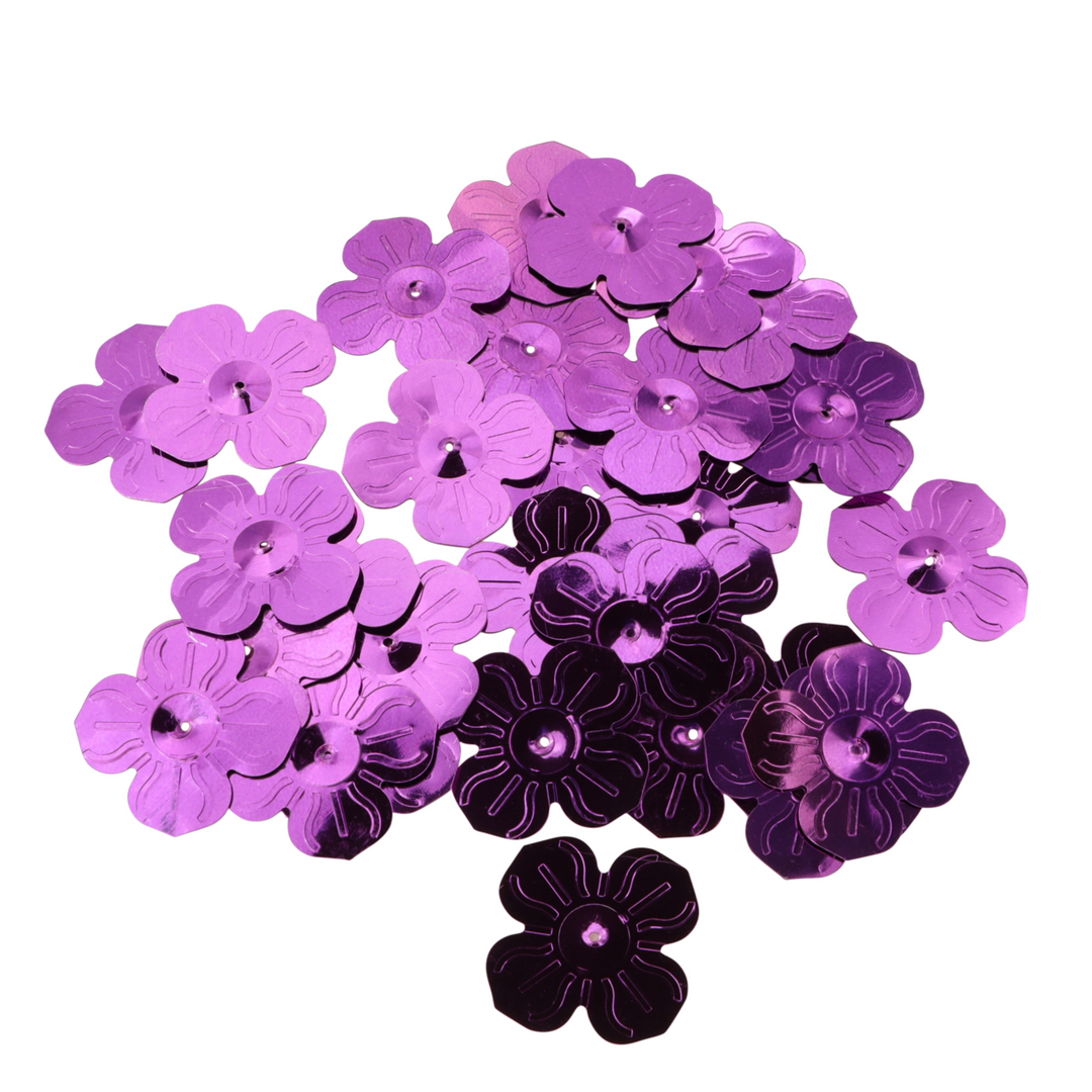 Pailletter, blomst, 13-24mm, 10-40g, uden regnbueskær, flere varianter