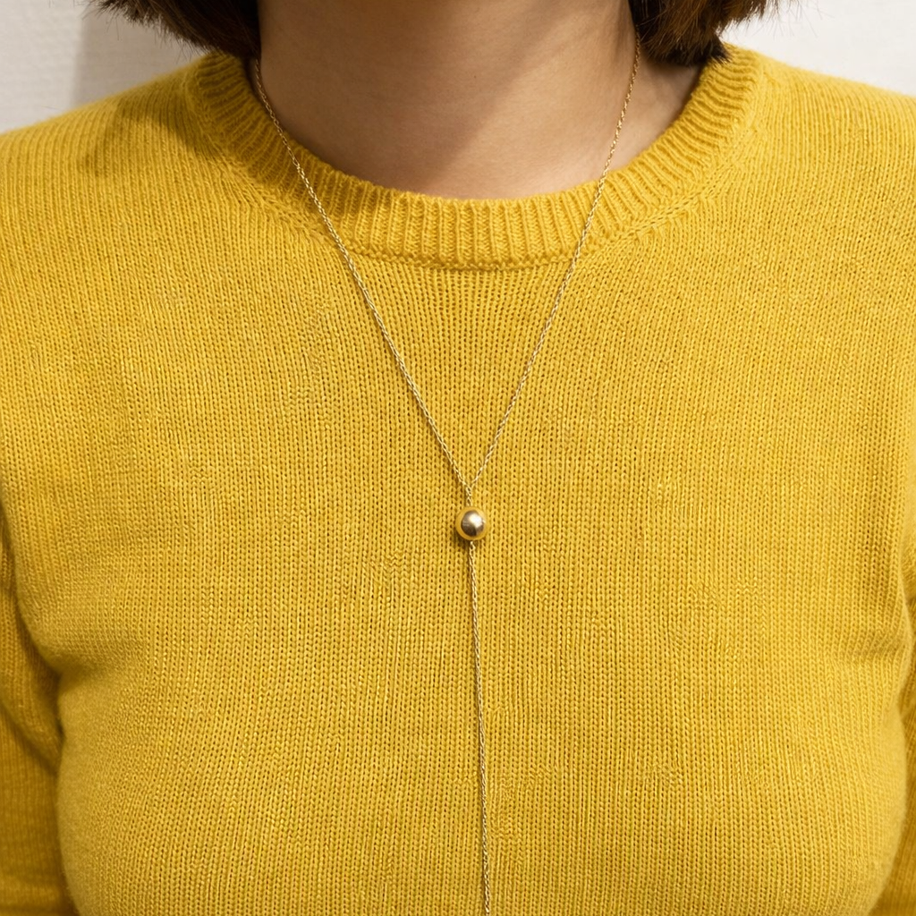 Halskæde, y-form, m. guldperle, forgyldt sølv 