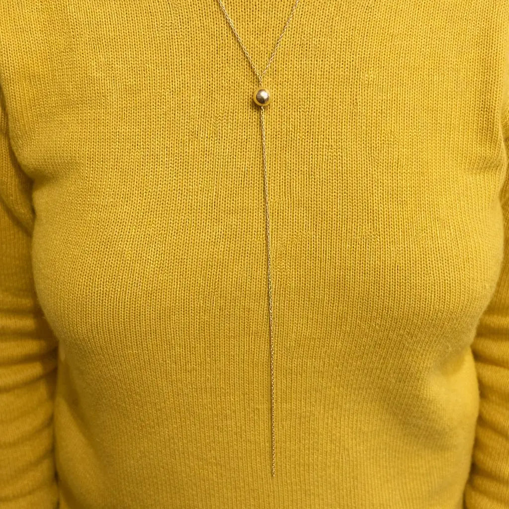 Halskæde, y-form, m. guldperle, forgyldt sølv 