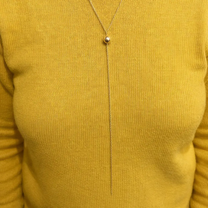 Halskæde, y-form, m. guldperle, forgyldt sølv 