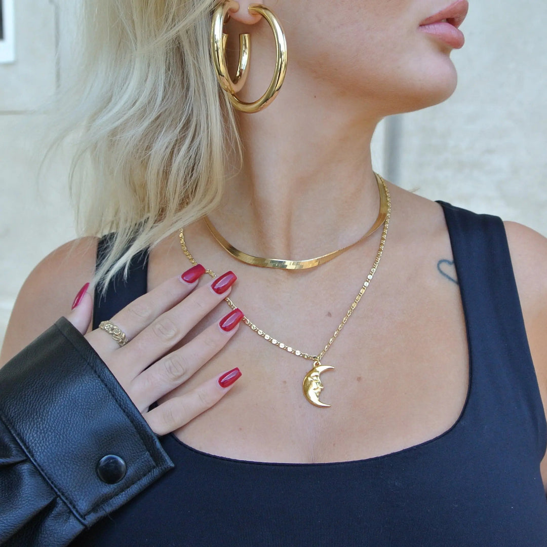 Halskæde, snake kæde, sterlingsølv og forgyldt, 40-50cm/4,5mm Spain