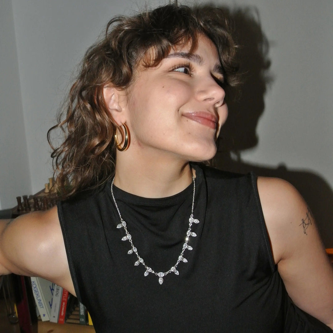 Øreringe, graduerede hoops, forsølvet og forgyldt messing, 39 x 6 mm Greece