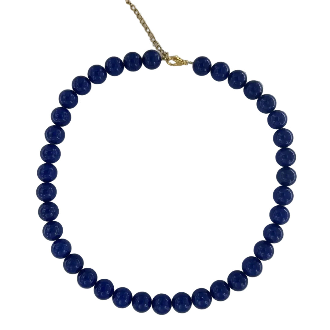 Halskæde, lapis lazuli, forgyldt stål, 40-45 cm 