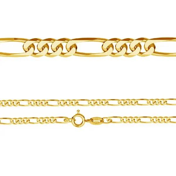 Halskæde, figaro kæde, forgyldt og sterlingsølv, 40-50 cm/3mm Silveks