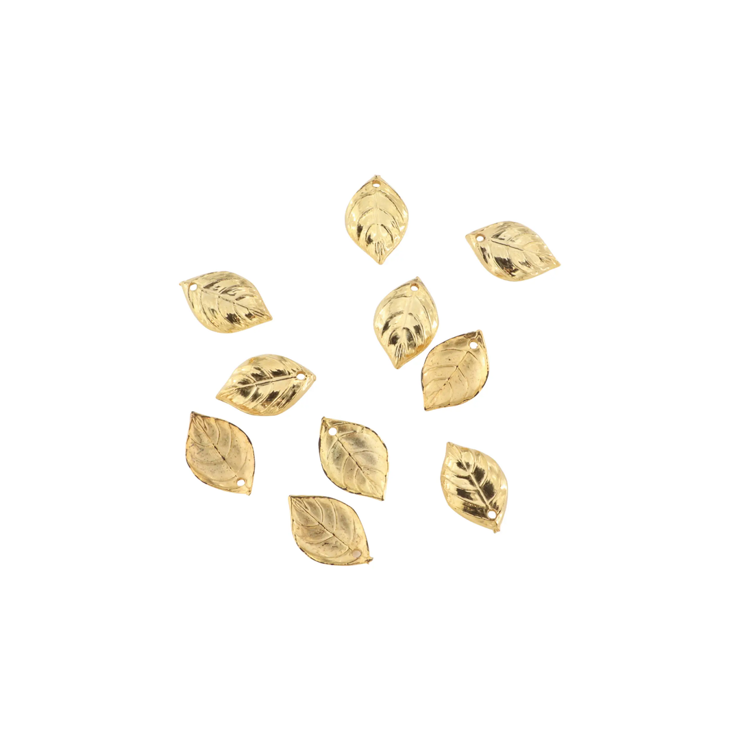 Vedhæng, bøgeblad, forgyldt messing, 15x10 mm. storkøb BOC