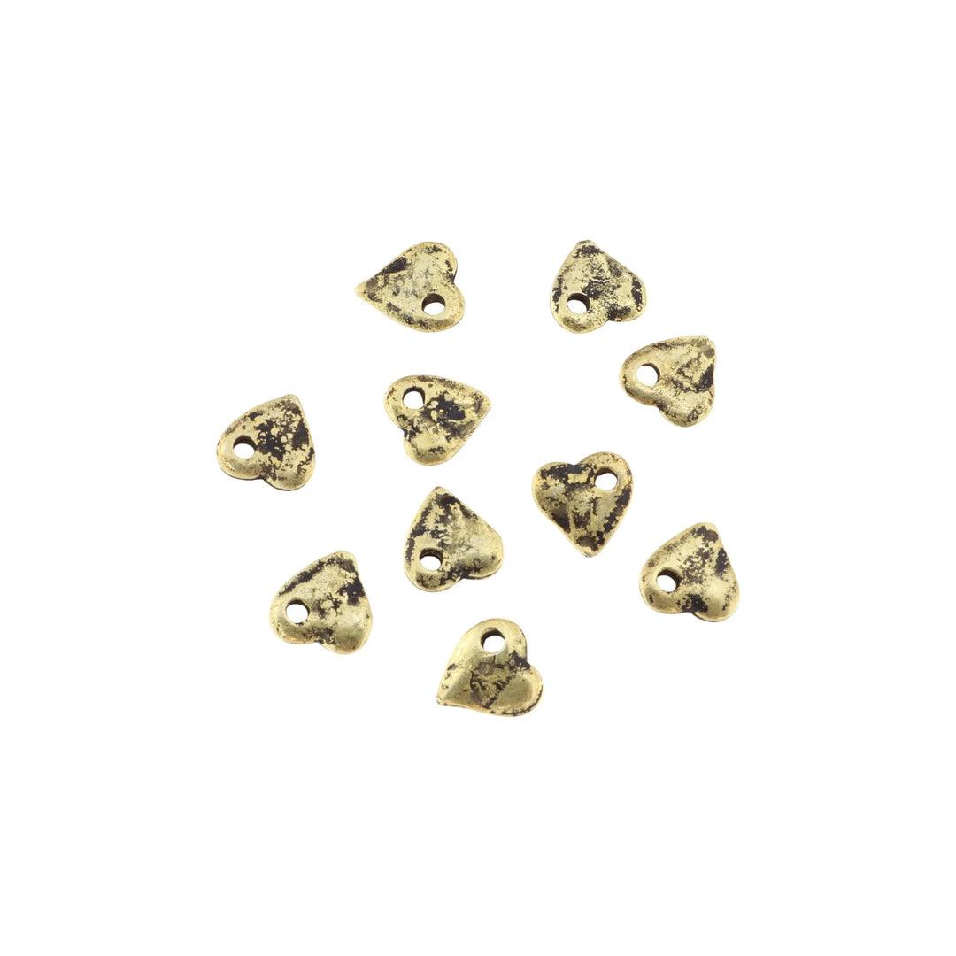 Vedhæng, rustikt hjerte, forgyldt messing, 10 mm. storkøb BOC