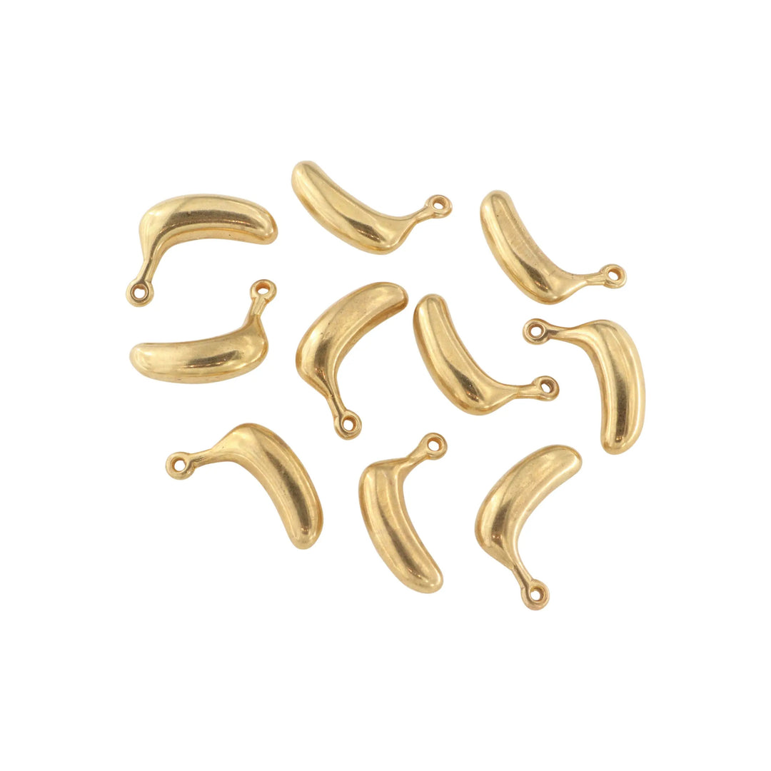 Vedhæng, banan, forgyldt messing, 22x6 mm. BOC