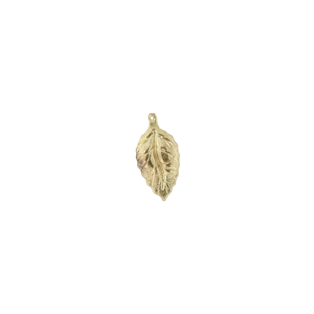 Vedhæng, filigran, blad, forgyldt messing, 38x19mm 