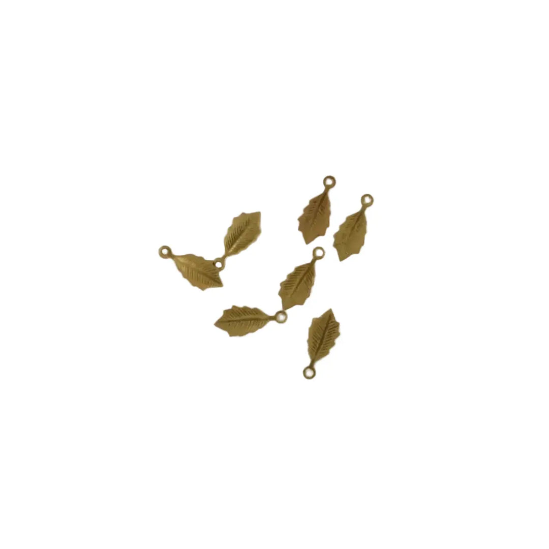 Vedhæng, filigran, blad, forgyldt messing, 14x5mm 