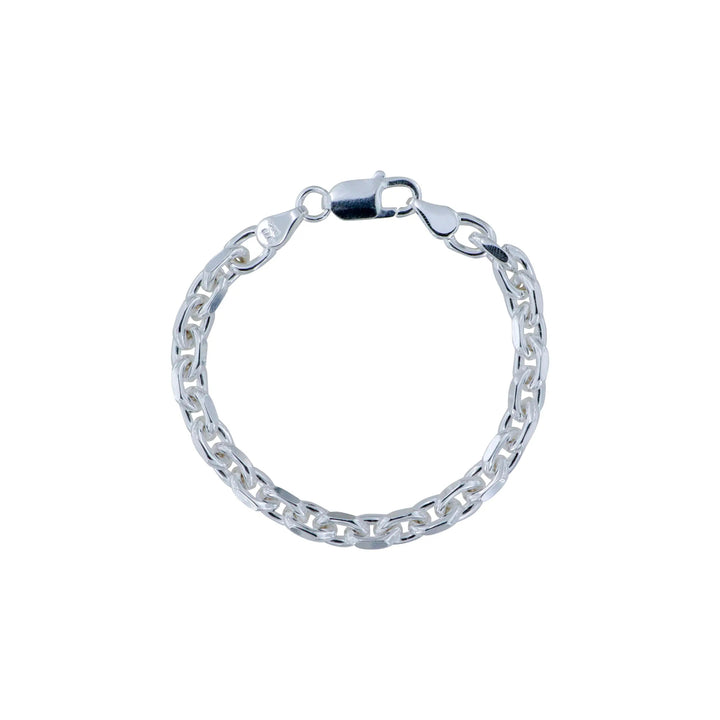 Armbånd, anker facet kæde, sterlingsølv, 17-21 cm/6,4 mm Spain