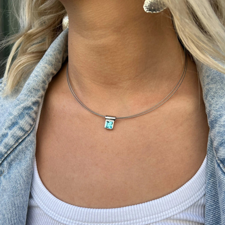 Halskæde, halsring med krystal, forsølvet messing, 40 cm Beadhouse of Copenhagen