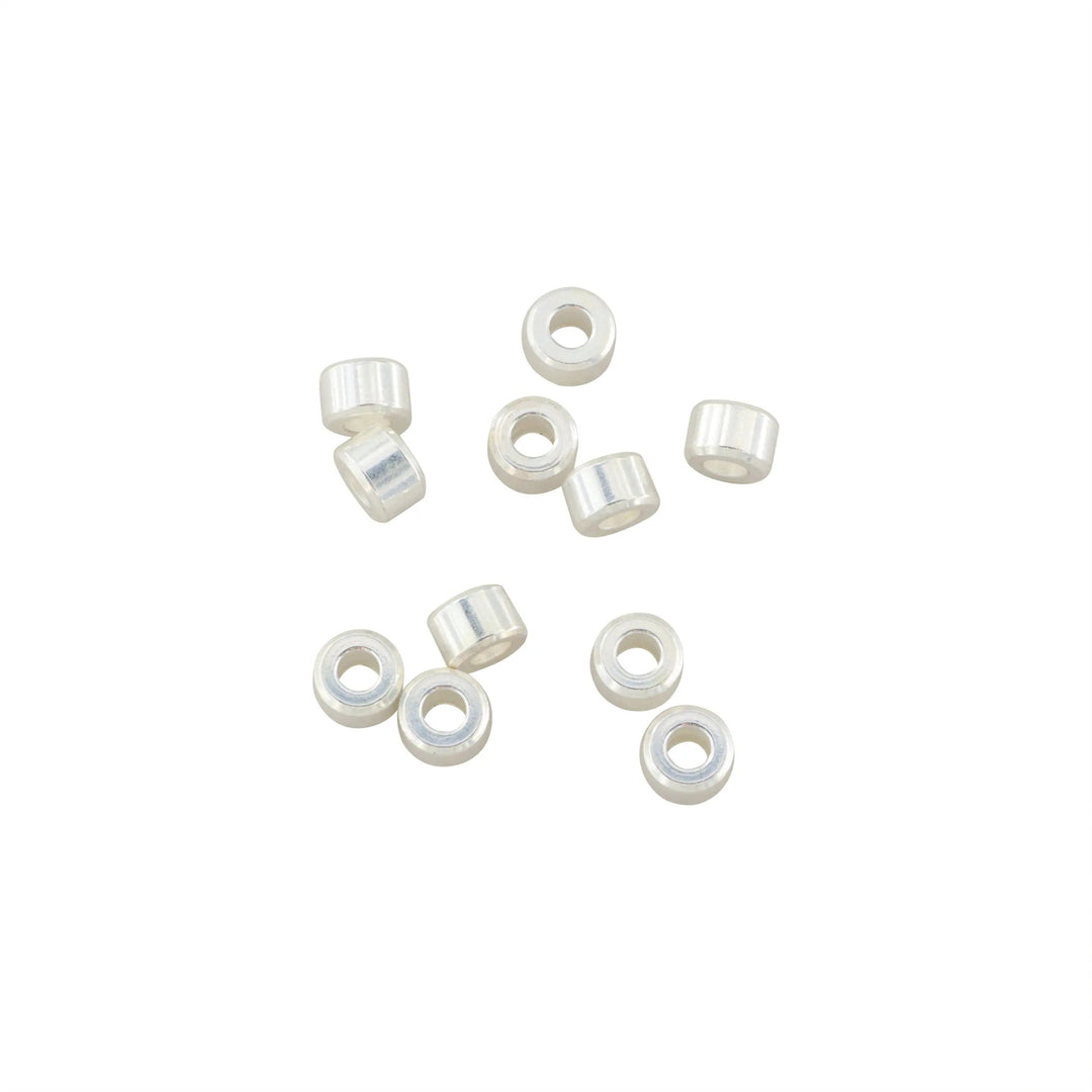 Metalperler, cylinder, forsølvet messing, 6x4 mm. storkøb BOC