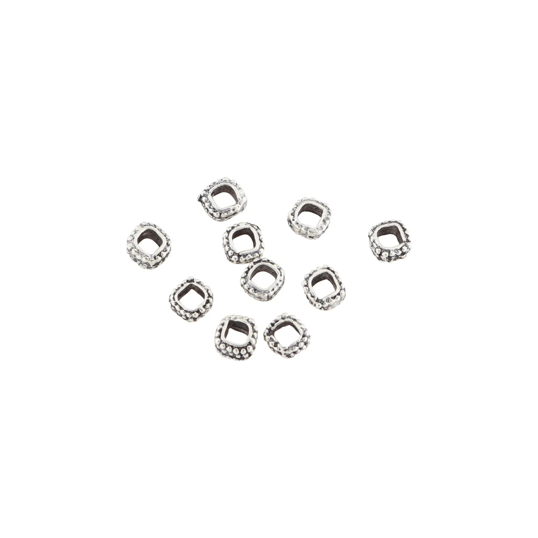 Metalperler, filigran firkant, forsølvet messing, 8 mm, 10-500 stk BOC